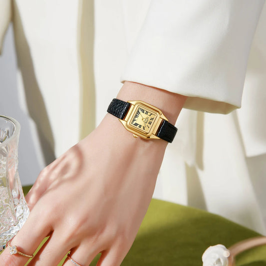 Luckacco Small and exquisite small square dial women's watch new light luxury retro belt watch ladies quartz watch