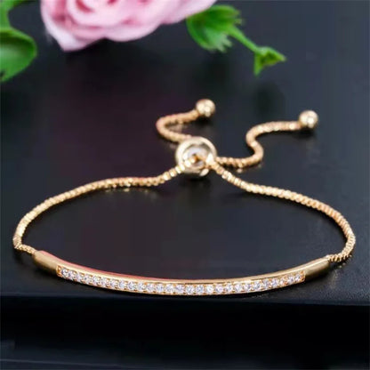 Luckacco Creative fashion delicate hand jewellery with rhinestones single row arc adjustable bracelet