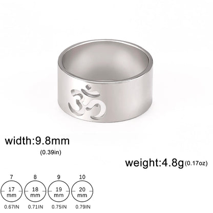 Luckacco Lemegeton Buddhist Indian Yoga Om Women's Logo Ring Men's Charm Stainless Steel Ultra Natural Jewelry Party Gift