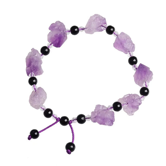 Luckacco Natural Amethyst Beaded Stretch Bracelet Simple Fashionable Irregular Women's Bracelet Valentine's Day Gift