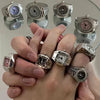 Luckacco Couple Finger Watch Ring Vintage Punk Elastic Alloy Band Men Women Jewelry Clock Roman Numerals Dial 28Style Mini Quartz Watches
