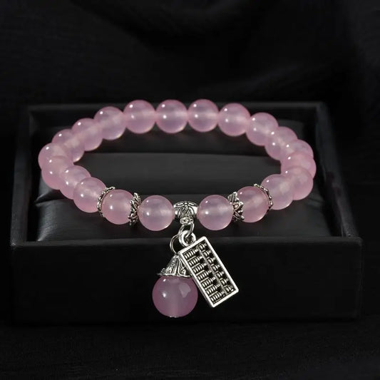 Luckacco Natural Stone Agate Amethyst Abacus Beaded Bracelet Men and Women Magnetic Health Protection Fashion Jewelry Gifts