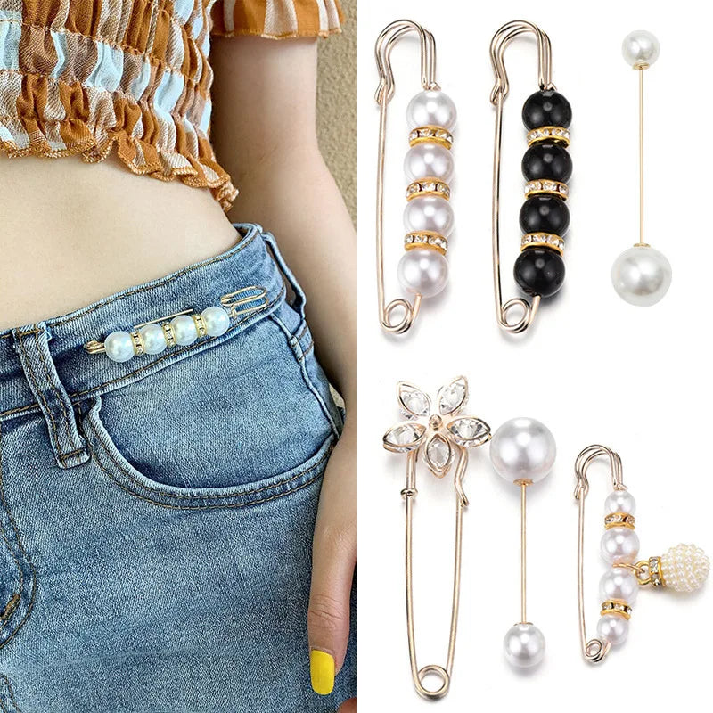 luckacco ainameisi - women's metal leak proof brooch korean fashion 8-piece set flip clothing corset brooch diy accessories