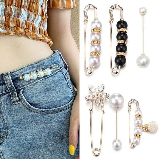 Luckacco Ainameisi - Women's Metal Leak Proof Brooch Korean Fashion 8-Piece Set Flip Clothing Corset Brooch DIY Accessories