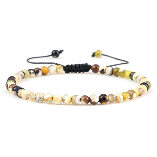 Luckacco Fashion Women Bracelets Natural Agates Onyx Stone Minimalist 4mm Beads Bracelet Handmade Girls Vacation Jewelry Best Friend Gift