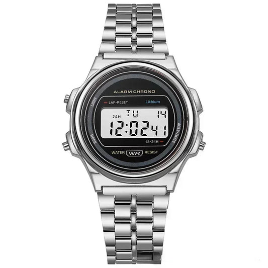 Luckacco Retro Square Electronic Watches Digital Display Women Men Watch Rose Gold Silver Luxury Ladies Wristwatches Relojes Para Mujer