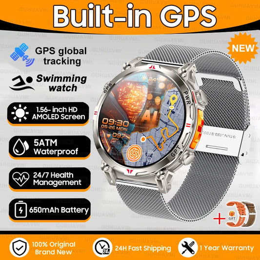 Luckacco New Military T-Rex 3 Bluetooth Call Smart Watch GPS Compass Barometric Altimeter 10ATM Waterproof Sports Smart Watch