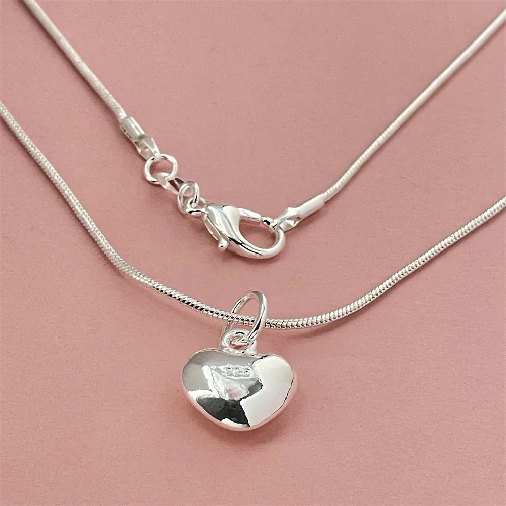 luckacco 925 sterling silver heart pendant necklace, ladies simple luxury banquet wedding festival birthday jewelry gift
