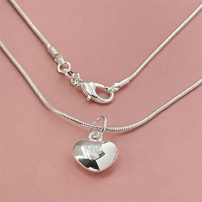 Luckacco 925 Sterling Silver Heart Pendant Necklace, Ladies Simple Luxury Banquet Wedding Festival Birthday Jewelry Gift