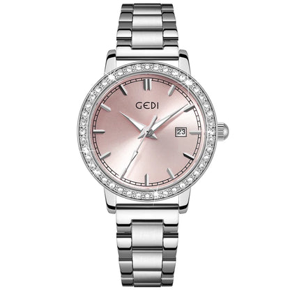 Luckacco Light luxury stainless steel women's watch calendar waterproof high-end watch ladies quartz watch