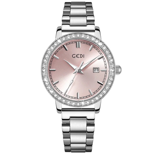 Luckacco Light luxury stainless steel women's watch calendar waterproof high-end watch ladies quartz watch
