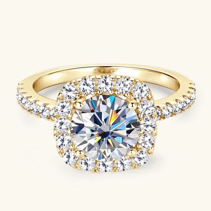 Luckacco Real 2CT 8mm Round Moissanite Square Ring 925 Sterling Silver Luxury Brilliant Diamond Wedding Finger Rings Band For Women