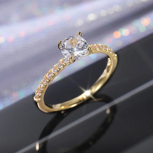 Luckacco Trendy Rose Gold Silver Color Fashion Engagement Rings for Women Wedding Party Gift Drop Shipping Jewelry R527