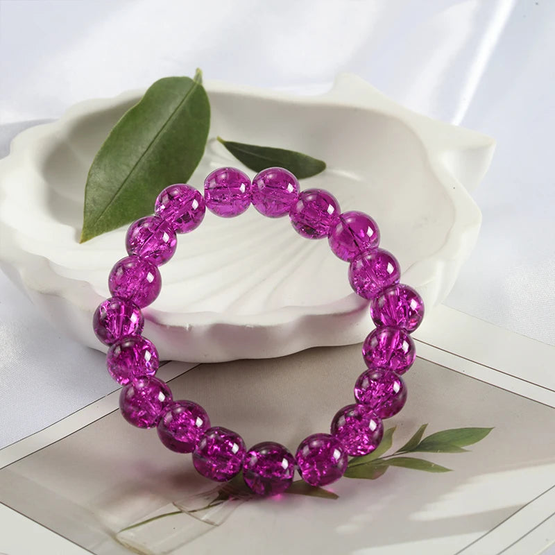 luckacco shinning crystal beads elastic bracelet korean style colorful crystal glass beaded bracelet bangles for women
