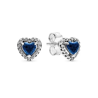 Luckacco New 925 sterling silver heart-shaped pink ring necklace earring set luxurious sparkling charm jewelry fashion wedding gift