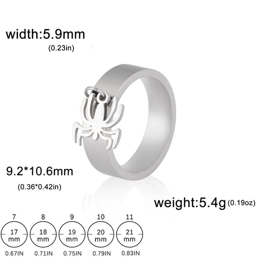 Luckacco Unift Women Stainless Steel Charms Rings Flower Leaf Spider Paw Pendant Finger Ring Fashion Minimalist Couple Jewelry