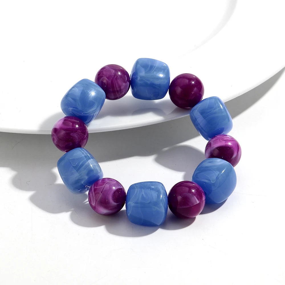 luckacco acrylic chunky irregular square round beaded bracelet for women european and american simple bracelet fashion hand accessories