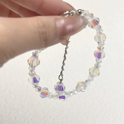 Luckacco Shiny Crystal Cube Bracelet For Women Square Glass Bracelet Sparkles Exquisite Luxury Silver Color Fashion Jewelry Gift KAH154