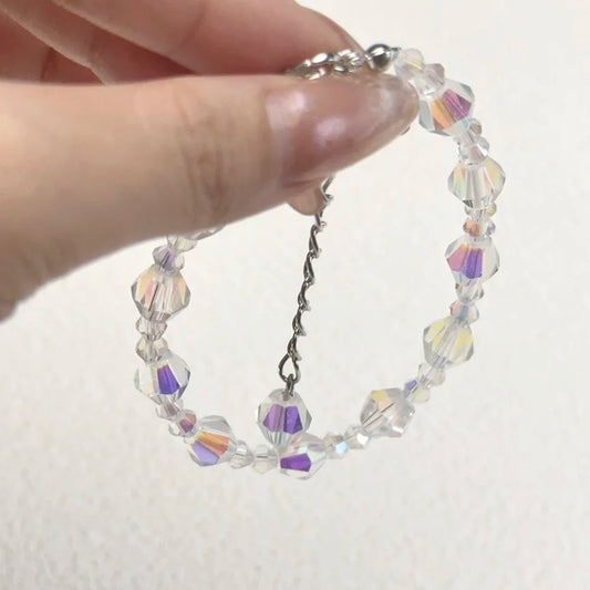Luckacco Shiny Crystal Cube Bracelet For Women Square Glass Bracelet Sparkles Exquisite Luxury Silver Color Fashion Jewelry Gift KAH154