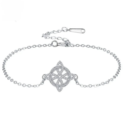 Luckacco 925 Thai Silver Witch Knot Zirconia Bracelet for Women Witchcraft Good Luck Amulet CZ Chain Bracelet Wicca Protection Jewelry