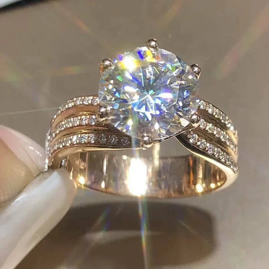 Luckacco Gorgeous Solitaire Zirconia Bridal Wedding Rings Gold Color Engagement Party Brilliant Women Jewelry Anillos De Mujer Кольцо