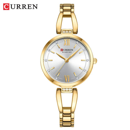 Luckacco CURREN Luxury Hight Quality Quartz Watch Fashion Charming Rhinestones Stainless Steel Band Women's Wristwatches