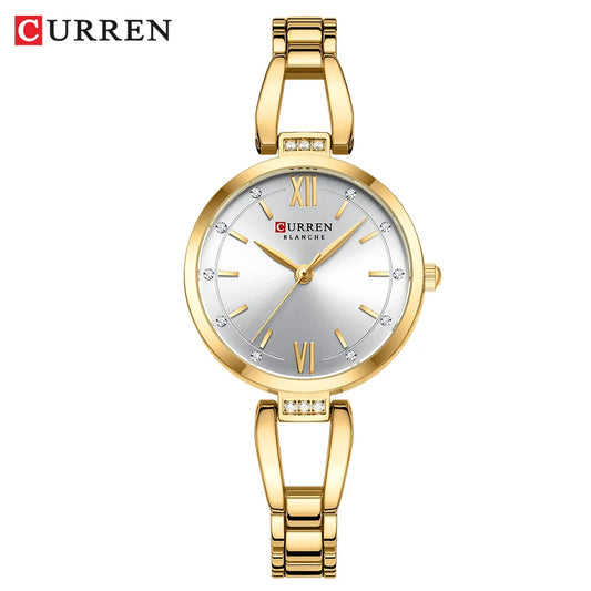 Luckacco CURREN Luxury Hight Quality Quartz Watch Fashion Charming Rhinestones Stainless Steel Band Women's Wristwatches