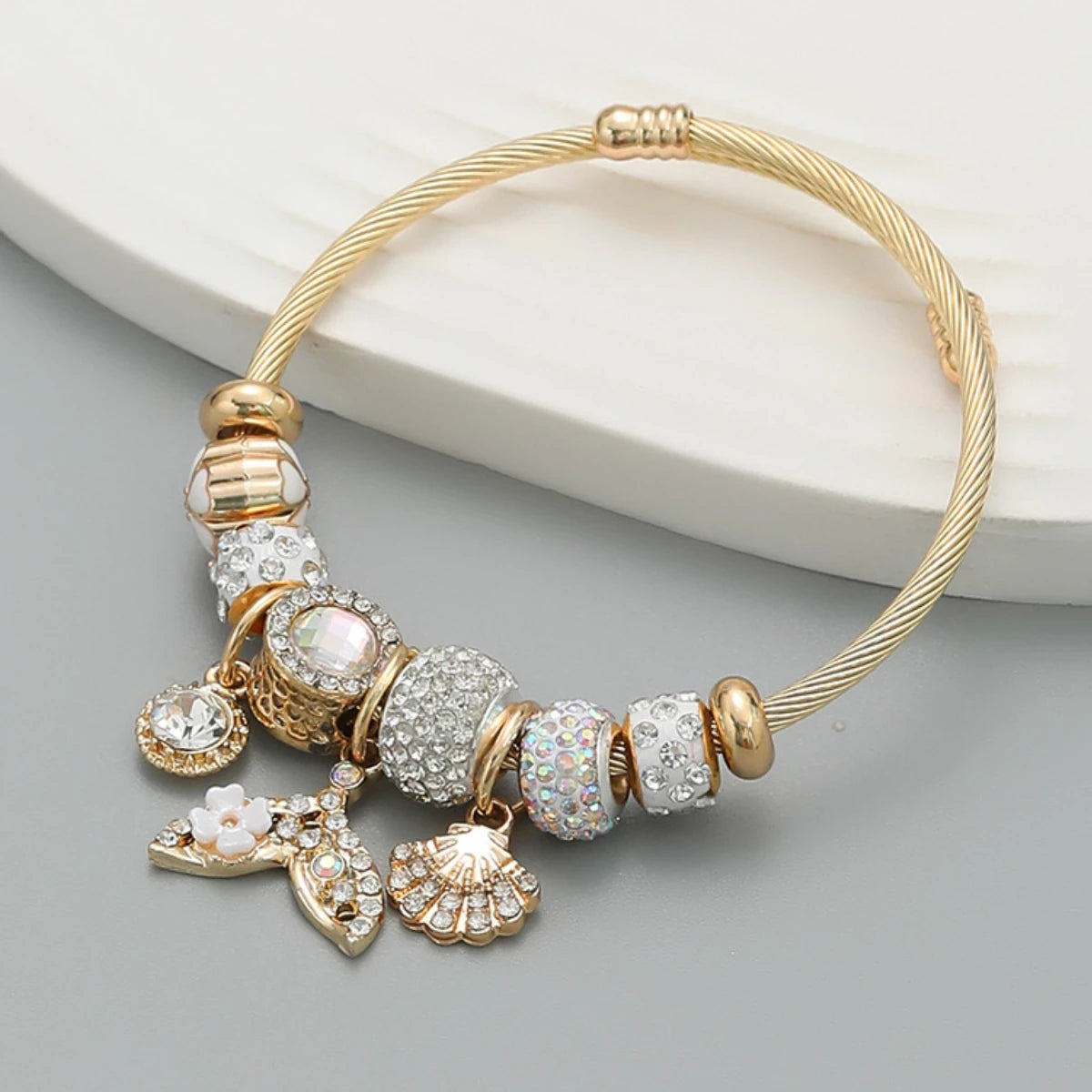 luckacco fashion multi element stainless steel circle panjiadora beaded love bracelet suitable for women's dating, daily holiday gifts