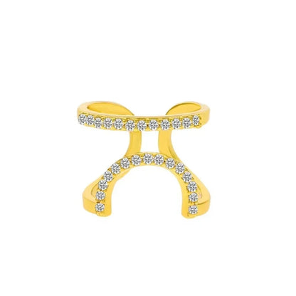 Luckacco Copper Inlaid Zircon Nail Ring Manicure Joint Ring for Women Trend Party Jewelry Fashion Party Jewelry Accessories Trendy