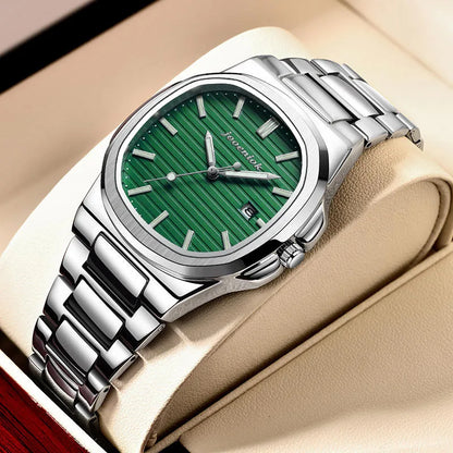 Luckacco 2025 Top Brand Luxury Men Wristwatch Business Waterproof Luminous Alloy Polygonal Case Fashion Quartz Watch Male with Calendar