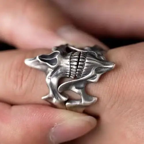 luckacco yhpup2pcs vintage gothic steel skull mask rings skull mask design alloy finger rings set for men women  creative punk mens rings
