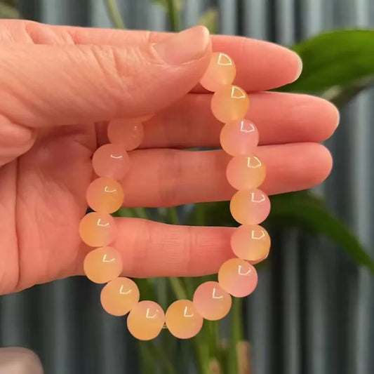 Luckacco Quartz Crystal Pink Powder Crystal Quartz Natural Stone Streche Bracelet Elastic Cord Pulserase Jewelry Beads Lovers Woman Gift