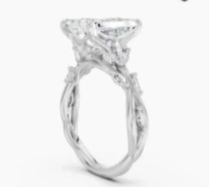 Luckacco 10K Solid Real Gold Lab grown diamond wedding ring for female IGI Horse Eye 2 carat CVD vine design engagement ring for female