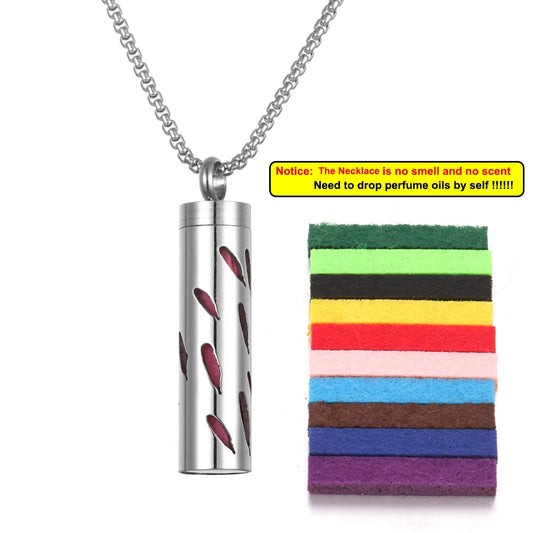 Luckacco Long Strip Stainless Steel Aromatherapy Necklace Perfume Diffuser Essential Oil Diffuser Pendant Necklace Jewelry Accessories