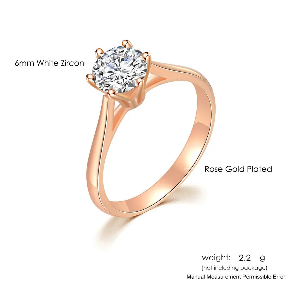 luckacco classic wedding rings for women forever simple six claws zirconia fashion solitaire engagement marriage gift ring jewelry kcr033