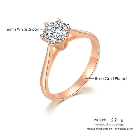 Luckacco Classic Wedding Rings For Women Forever Simple Six Claws Zirconia Fashion Solitaire Engagement Marriage Gift Ring Jewelry KCR033