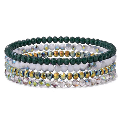 Luckacco 4Pcs/set Shinning Crystal Beads Elastic Bracelet Bohemian Faceted Colorful Crystal Glass Beaded Bracelet Bangles Set For Women