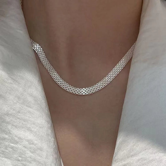 Luckacco New 925 Sterling Silver Necklace Simple Style Charming Woman Choker Birthday Party Gift Exquisite Jewelry