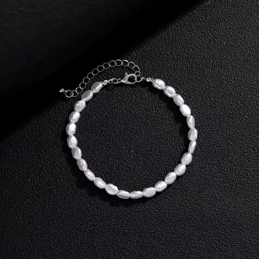 Luckacco Simple Baroque Imitation Pearl Bracelet Acrylic Beaded Women's Bracelet Fashion Jewelry Trend Accessories Bracelet for Men Women