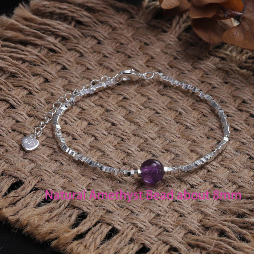 luckacco ventfille 925 sterling silver 6mm shell pearl glass bead star bracelet for women gift crushed silver jewelry