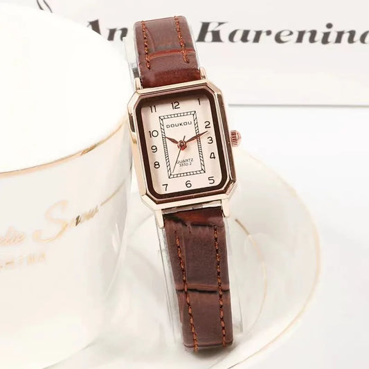 Luckacco The Square Minimalist Women Ultra Thin Small Dial Watches Leather Band Antique Quartz Watch Relogio Feminina
