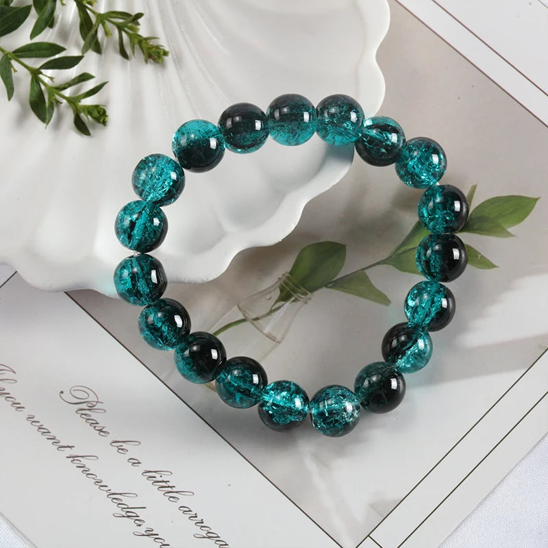 luckacco shinning crystal beads elastic bracelet korean style colorful crystal glass beaded bracelet bangles for women