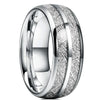 Luckacco Fashion 8mm Silver Color Stainless Steel Rings for Men Double Groove Meteorite Inlay Dome Men Finger Ring Wedding Band Jewelry