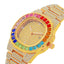 Luxury Round Quartz Rainbow Stone Dial Casual Watch Rhinestone Stainless Strap Fashionable Clock Waterproof Wristwatch for Women -  - Luckacco Jewelry and Watch Store