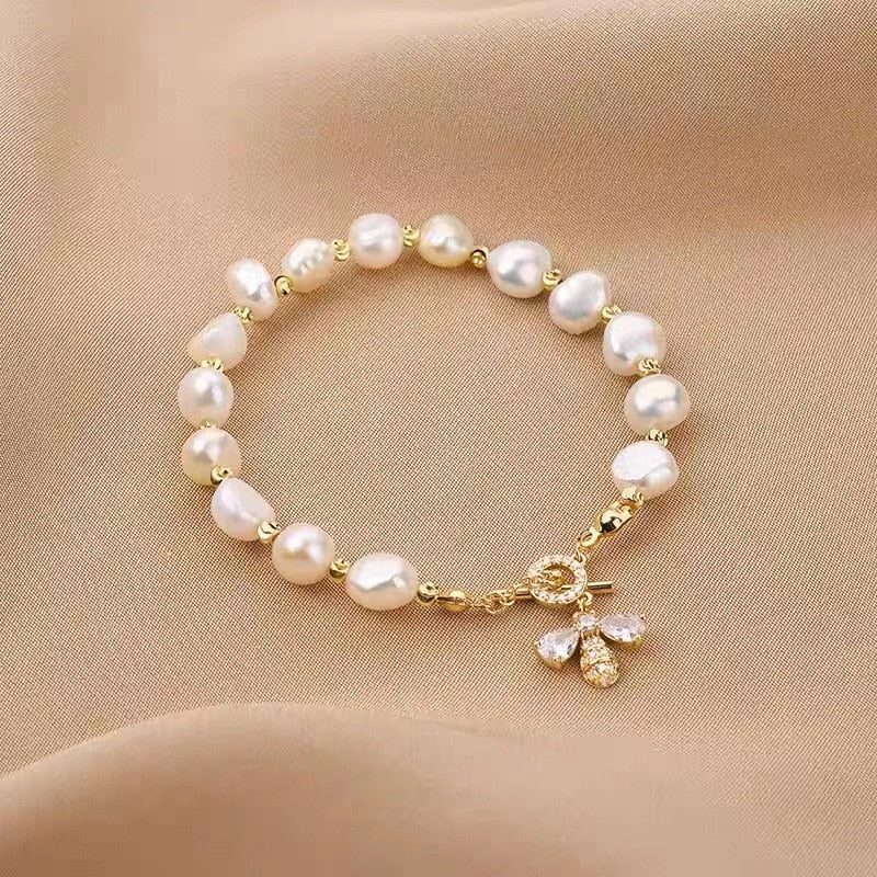 Light Luxury Elegant Pearl Jewelry for Women Jade Beaded Bracelet Ping An Clasp Pendant Bracelet Pure Natural Pearl Jewelry - luckacco