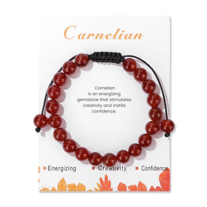 Luckacco Adjustable Healing Amethysts Bracelets For Women Men Natural Stone 8mm Beads Braided Bracelet Stress Relief Anxiety Jewelry