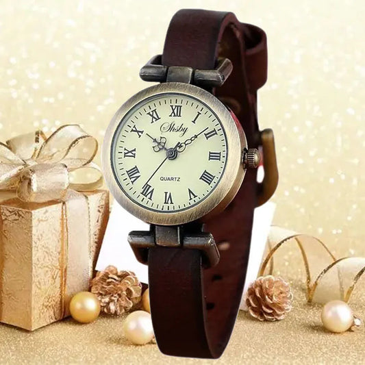 Luckacco Shsby New Fashion Hot-Selling Female Antique bronze leather watch ROMA Vintage Watch Women Dress Watches