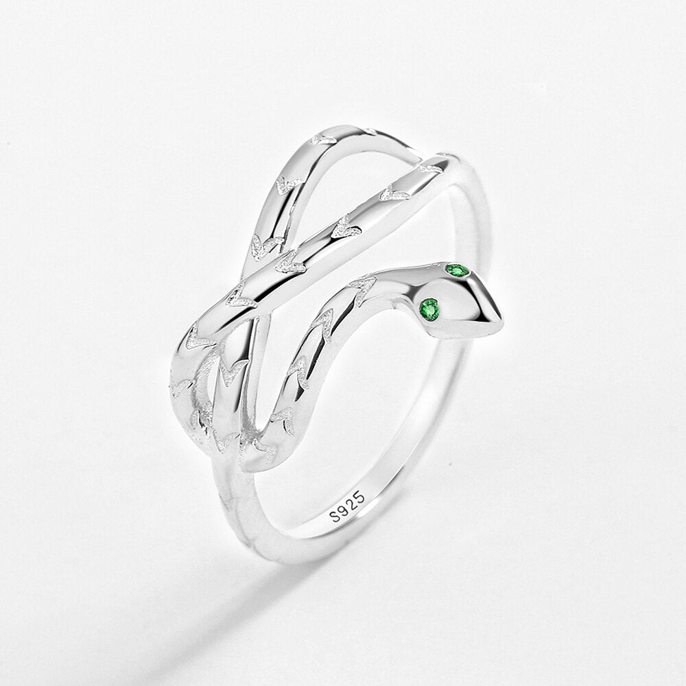 2022 NEW Delicate Multi Layer Winding Snake Head Shape Couple Ring For Women Animal Original Sterling Silver Anniversary Jewelry - luckacco
