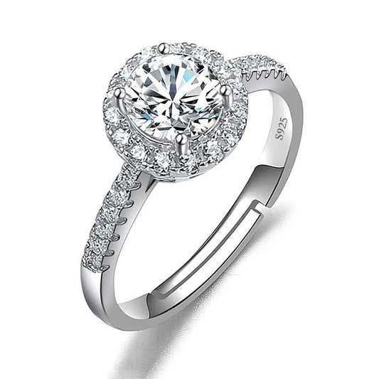 Luckacco Never Fade Luxury Classic 18K White Gold Color Ring Solitaire 2 Carat Zirconia Diamant Wedding Band Women Jewelry Accessories