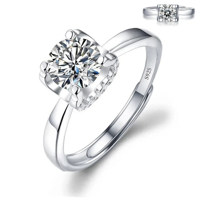 luckacco never fade luxury classic 18k white gold color ring solitaire 2 carat zirconia diamant wedding band women jewelry accessories